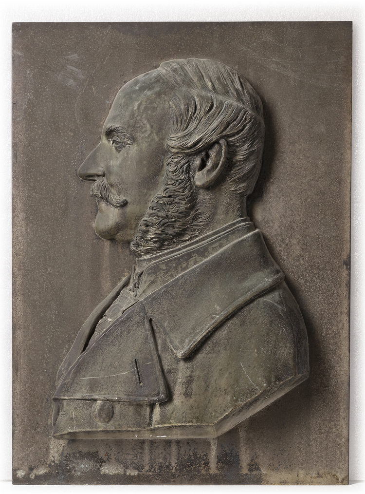 A METAL HIGH-RELIEF PLATE OF KING GEORGE V (GEORGE FRIEDRICH KARL ERNST AUGUST, KING OF HANOVER) (1819-1878)