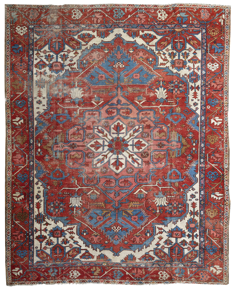 AN ANTIQUE RARE BAKSHAISH CARPET