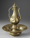 AN OTTOMAN BRASS EWER AND BASIN, 18TH CENTURY