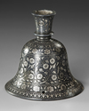 AN INDIAN BIDRI SILVER-INLAID BELL SHAPED HOOKAH BASE, 19TH CENTURY