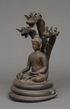 A VERY LARGE NEPALESE BRONZE SERPENT KING MUCHILINDA, FIRST HALF 20TH CENTURY