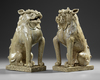 A JAPANESE SET OF TWO STONEWARE KOMAINU GUARDIAN DOGS, 19TH CENTURY