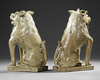 A JAPANESE SET OF TWO STONEWARE KOMAINU GUARDIAN DOGS, 19TH CENTURY