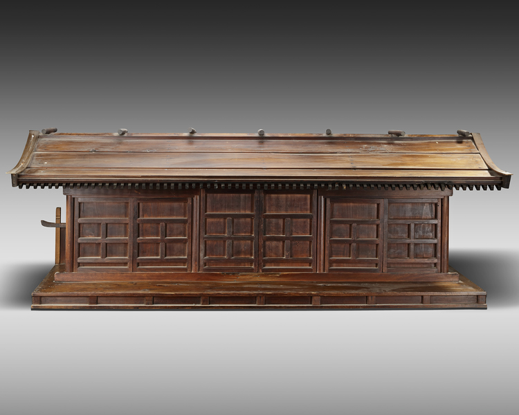 A JAPANESE MODEL OF A SIX 'KEN' WOODEN TEMPLE, 19TH CENTURY
