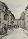 ISIDORE VAN MENS (1890-1985), A STREET IN MORELLA, SPAIN, WATERCOLOUR ON PAPER