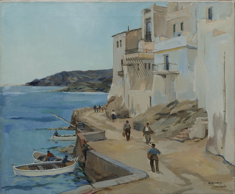 ISIDORE VAN MENS (1890-1985), VIEW OF CADAQUES, SPAIN, OIL ON CANVAS