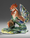 A JAPANESE KUTANI PORCELAIN GROUP OF A COCKEREL AND HEN, LATE 19TH CENTURY