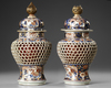 A PAIR OF JAPANESE OPENWORK IMARI JARS, 17TH CENTURY