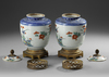 A PAIR OF EUROPEAN LIDDED JARS IN KAKIEMON STYLE, 19TH CENTURY