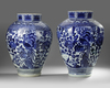 A PAIR OF JAPANESE ARITA BLUE AND WHITE VASES, 17TH CENTURY