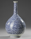 A JAPANESE BLUE AND WHITE SAKE BOTTLE VASE , WITH OCTOPUS AND KARAKUSA, LATE EDO PERIOD, 18TH CENTURY