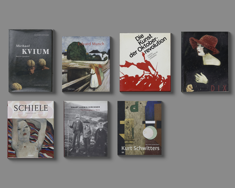A COLLECTION OF SEVEN ART BOOKS ABOUT EDVARD MUNCH, KURT SCHWITTERS, SCHIELE AND OTHERS