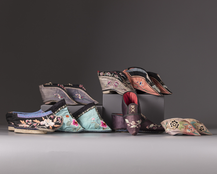 Seven pairs of silk  Chinese shoes