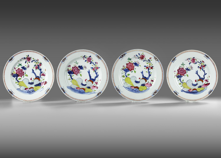 FOUR CHINESE FAMILLE ROSE DISHES, 18TH CENTURY