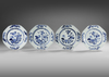 FOUR CHINESE BLUE AND WHITE OCTAGONAL DISHES, 18TH CENTURY