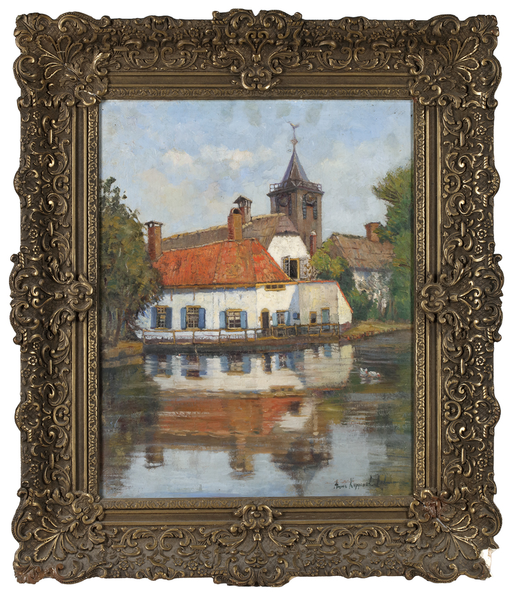 ANNA KOPPENOL-LEHMAN (1876-1956), VIEW OF LINSCHOTEN, OIL ON CANVAS