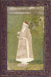 PORTRAIT OF MUGHAL NOBLEMAN IN FLORAL FRAME ,19TH CENTURY