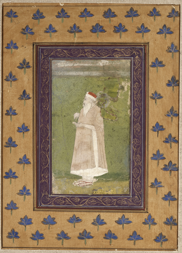 PORTRAIT OF MUGHAL NOBLEMAN IN FLORAL FRAME ,19TH CENTURY