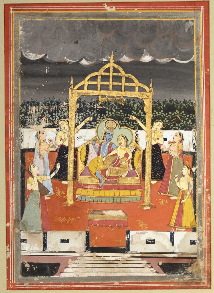 KRISHNA AND RADHA UNDER A GOLDEN CANOPY, 19TH CENTURY