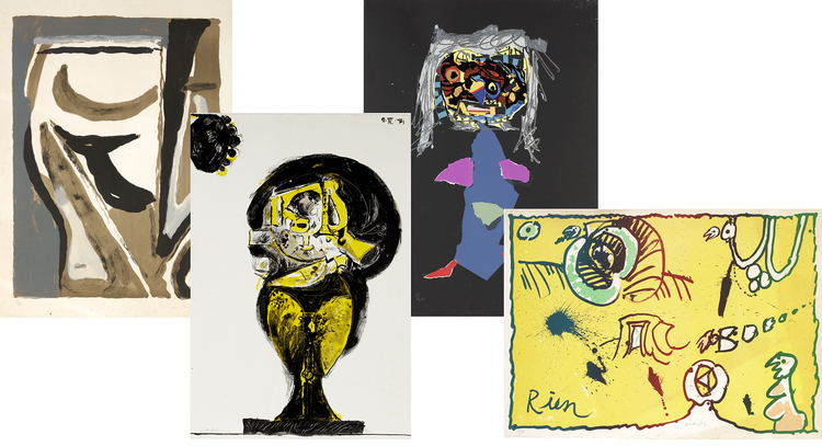 FOUR COLOUR LITHOGRAPHS BY BRAM VAN VELDE, PIERRE ALECHINSKY, ANTONIO SAURA AND GRAHAM SUTHERLAND (4)