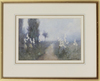 EDITH M. VASEY (EARLY 20TH CENTURY), LANDSCAPE WITH WHITE WILD FLOWERS AND BEEHIVES, WATERCOLOUR ON PAPER