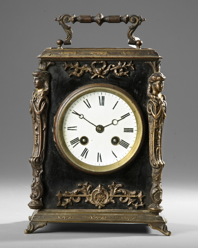 A FRENCH BLACK LACQUERED MANTLE CLOCK, JAPY FRÈRES, 19TH CENTURY