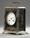 A FRENCH BLACK LACQUERED MANTLE CLOCK, JAPY FRÈRES, 19TH CENTURY