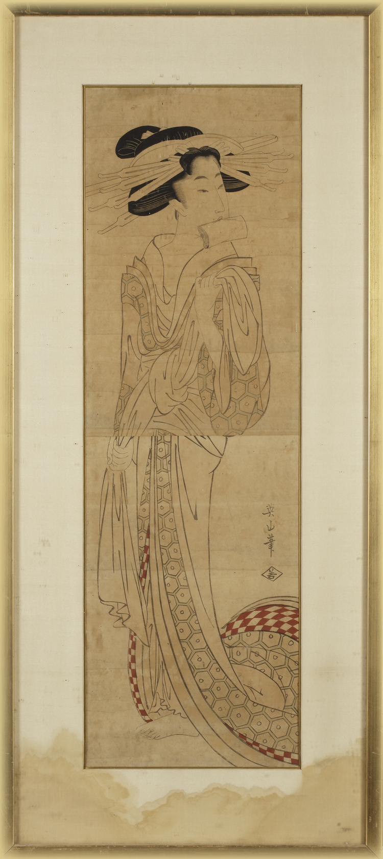 JAPANESE WOODBLOCK PRINT OF AN ELEGANT GEISHA