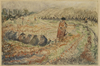 SARA BISSCHOP (1894-1992), MENDING THE NETS, 'NETTEN BOETEN', COLOURED CHALKS ON PAPER