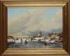 AFTER ANTON KARSSEN (1945-2019), WINTERLANDSCAPE WITH FIGURES ON THE ICE, OIL ON BOARD