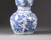 An unusual Chinese blue and white double-gourd vase