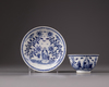 A Chinese blue and white cup & saucer