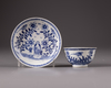 A Chinese blue and white cup & saucer