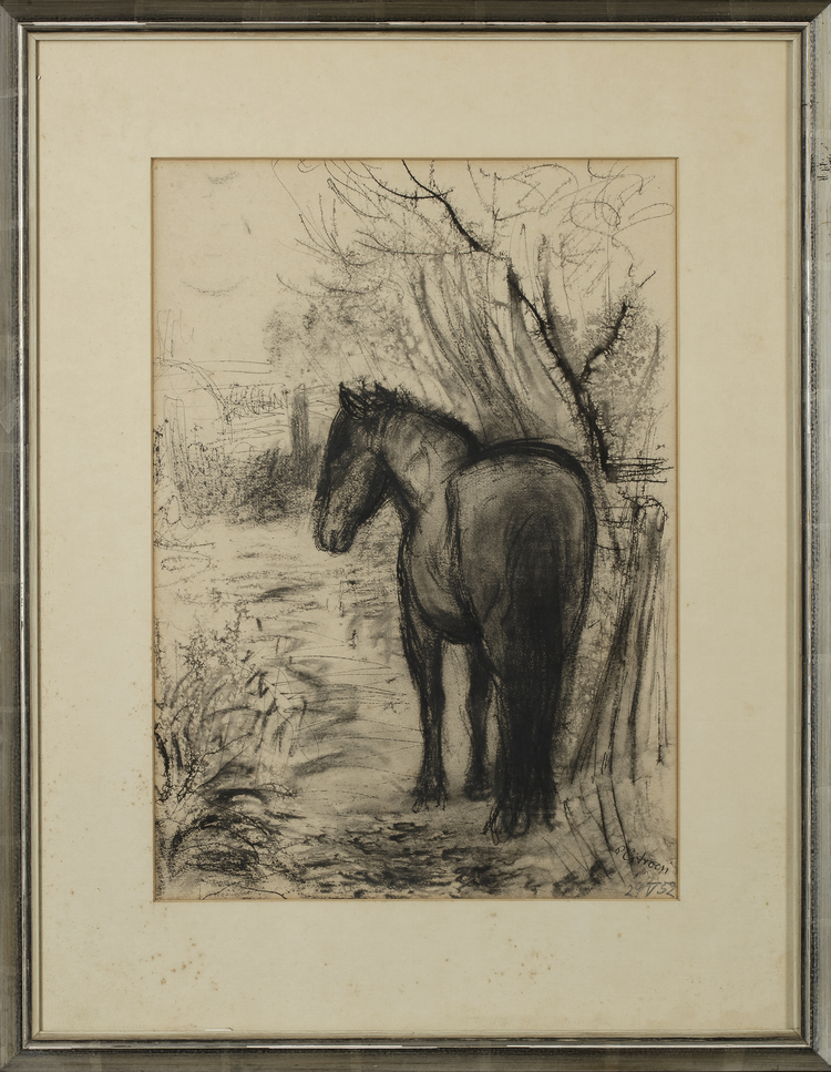 PAUL CITROEN (1896-1983), A HORSE AT REST, CHARCOAL ON PAPER