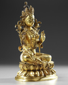 A GILT-BRONZE FIGURE OF GREEN TARA QING DYNASTY, 18TH CENTURY