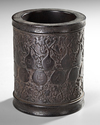 A CHINESE ZITAN WOOD CARVED BRUSH POT, 19TH/20TH CENTURY