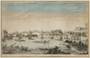 A FRENCH HAND COLOURED OPTICAL ENGRAVING (18TH CENTURY), 'VUE PERSPECTIVE DU PONT NEUF, CONSTRUIT SUR LA TAMISE À HAMPTON-COURT'.