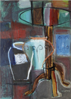 DAVID HUMPREYS (1937),  A PAIR OF ABSTRACT STILL LIVES, MIXED MEDIA ON PAPER