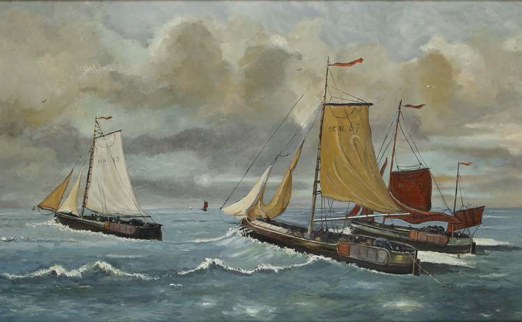 DUTCH SCHOOL, FISHING BOATS, 20 CENTURY