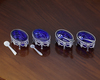 FOUR DUTCH SILVER SALTS WITH BLUE GLASS LINERS, 20TH CENTURY