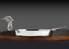 A LARGE AND IMPRESSIVE SILVER PLATED PHEASANT DISH, 20TH CENTURY