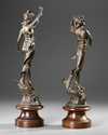 TWO METAL SCULPTURES, MANNER OF AUGUSTE MOREAU, EARLY 20TH CENTURY