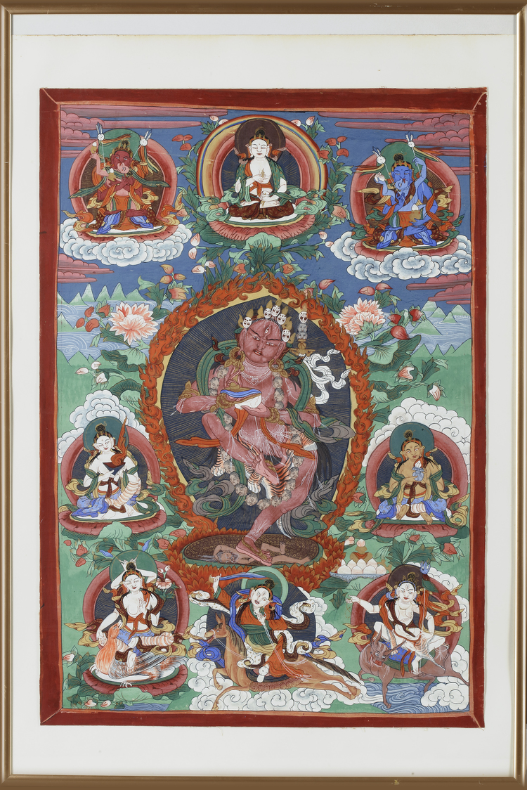 THANGKA DEPICTING VAJRAYOGINI WITH DEITIES, LATE 19TH CENTURY