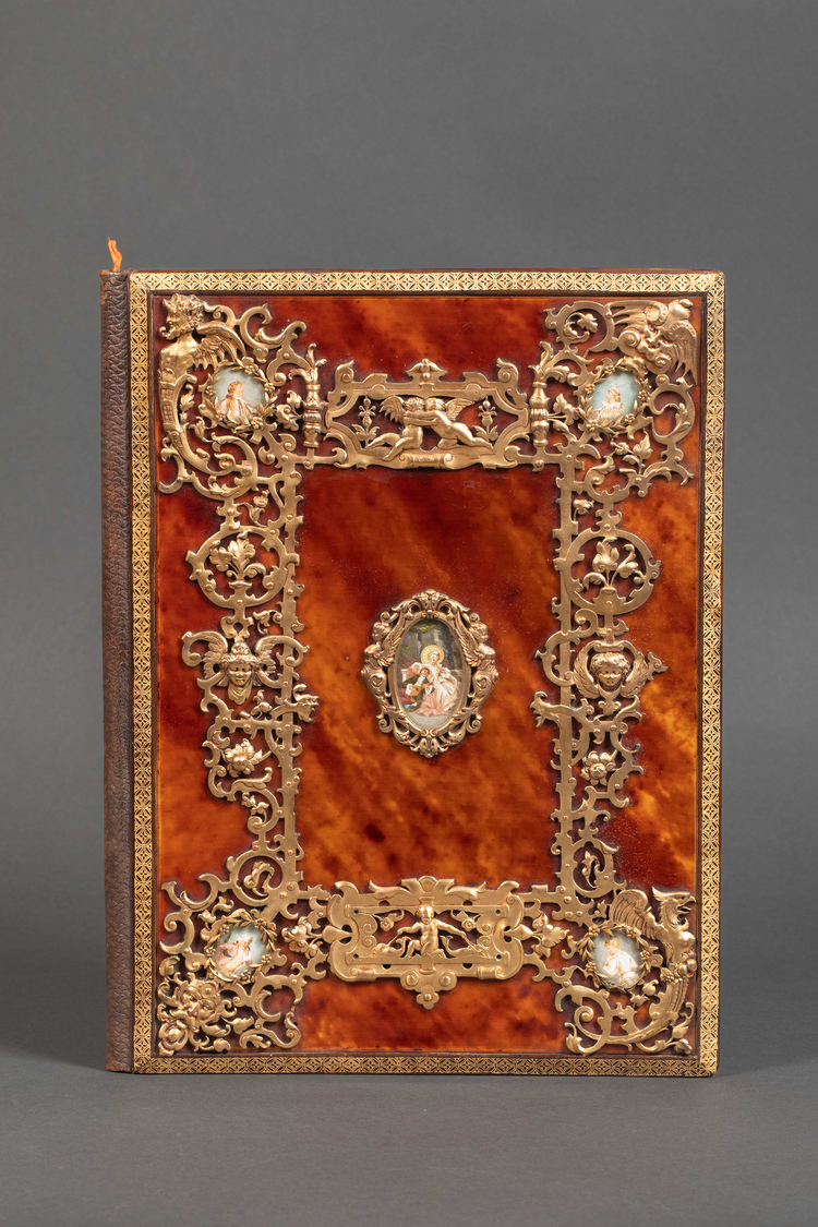 Guilded Document A BAKELITE AND GILDED BRONZE DOCUMENT HOLDER, NAPOLEON III ERA