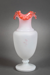 A FRENCH PAIR OF WHITE AND PINK OPALINE VASES, 20TH CENTURY