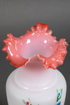 A FRENCH PAIR OF WHITE AND PINK OPALINE VASES, 20TH CENTURY