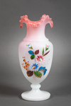 A FRENCH PAIR OF WHITE AND PINK OPALINE VASES, 20TH CENTURY
