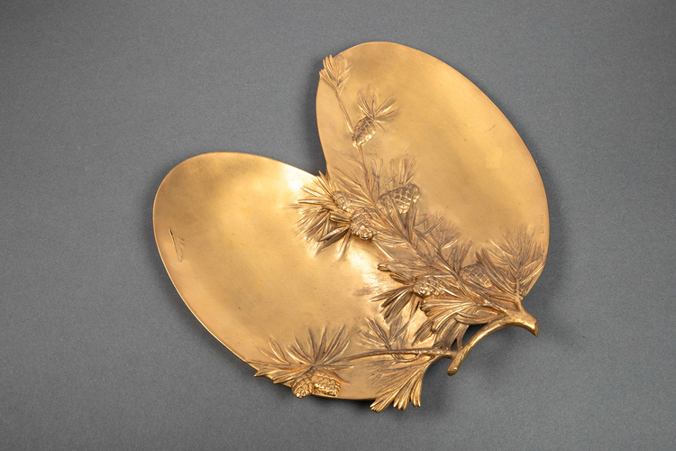 A SIGNED FRENCH GILDED BRONZE POCKET, ART NOUVEAU PERIOD, CIRCA 1900