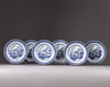 A set of six Chinese blue and white plates