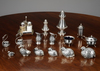 A COLLECTION OF SILVER PLATED SALTS, CASTERS AND OTHER OBJECTS